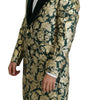 Dolce & Gabbana DOLCE & GABBANA Jacket SICILIA Green Gold Jacquard Long Coat