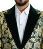 Dolce & Gabbana DOLCE & GABBANA Jacket SICILIA Green Gold Jacquard Long Coat