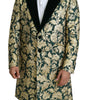 Dolce & Gabbana DOLCE & GABBANA Jacket SICILIA Green Gold Jacquard Long Coat