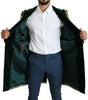 Dolce & Gabbana DOLCE & GABBANA Jacket SICILIA Green Gold Jacquard Long Coat