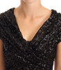 Dolce & Gabbana Black Sequined Open Shoulder Long Gown Dress