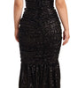 Dolce & Gabbana Black Sequined Open Shoulder Long Gown Dress