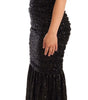 Dolce & Gabbana Black Sequined Open Shoulder Long Gown Dress
