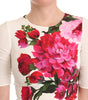 Dolce & Gabbana White Floral Printed Crepe Midi Slit Dress
