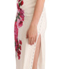 Dolce & Gabbana White Floral Printed Crepe Midi Slit Dress