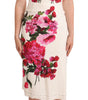 Dolce & Gabbana White Floral Printed Crepe Midi Slit Dress