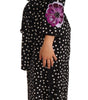 Dolce & Gabbana Black White Crystal Sequined Floral Dress