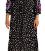 Dolce & Gabbana Black White Crystal Sequined Floral Dress