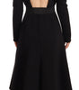 Dolce & Gabbana Black Wool Stretch Sheath Open Back Dress
