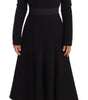 Dolce & Gabbana Black Wool Stretch Sheath Open Back Dress
