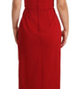 Dolce & Gabbana Red Sweetheart Sleeveless Midi Stretch Dress