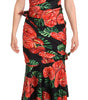 Dolce & Gabbana Black Shiny Silk Floral Print Draped Dress