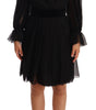 Dolce & Gabbana Black Mesh Pleated Mini Silk Stretch Dress