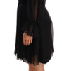 Dolce & Gabbana Black Mesh Pleated Mini Silk Stretch Dress