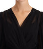 Dolce & Gabbana Black Mesh Pleated Mini Silk Stretch Dress
