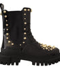 Dolce & Gabbana Black Leather Studded Combat Boots