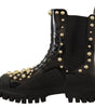 Dolce & Gabbana Black Leather Studded Combat Boots