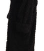 Dolce & Gabbana Black Polyester Fur Trench Coat Jacket