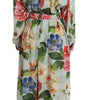 Dolce & Gabbana Multicolor Double Breasted Floral Trench Coat Jacket