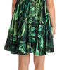 Dolce & Gabbana Green Leaves Print Cotton Flared Mini Dress