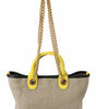 Dolce & Gabbana Beige Gold Chain Strap Shoulder Sling Purse Tote Bag