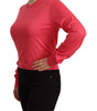 Dolce & Gabbana Pink Silk Crewneck Pullover Top Sweater