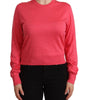 Dolce & Gabbana Pink Silk Crewneck Pullover Top Sweater
