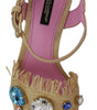 Dolce & Gabbana Beige Rhinestones Wedge Heel Sandals Shoes