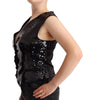Dolce & Gabbana Black Sequin V-Neck Sleeveless Vest Tank Top