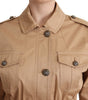 Dolce & Gabbana Beige Cotton Long Sleeves Collared Coat Jacket