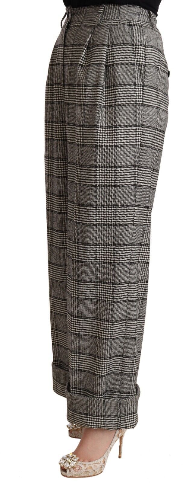 Dolce &amp; Gabbana Elegant High Waist Straight Trousers In Gray