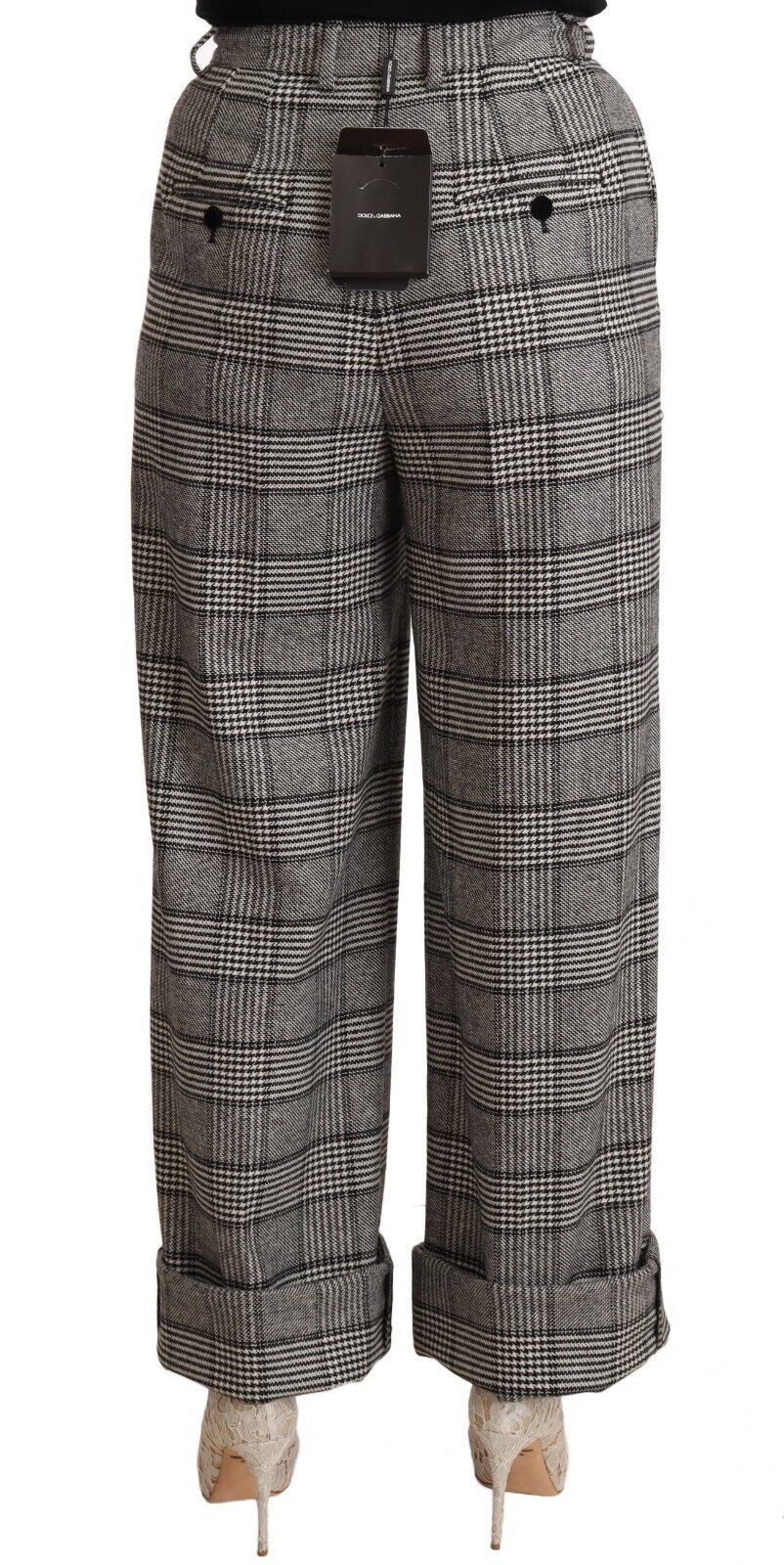 Dolce &amp; Gabbana Elegant High Waist Straight Trousers In Gray