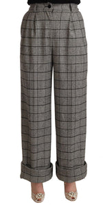 Dolce &amp; Gabbana Elegant High Waist Straight Trousers In Gray