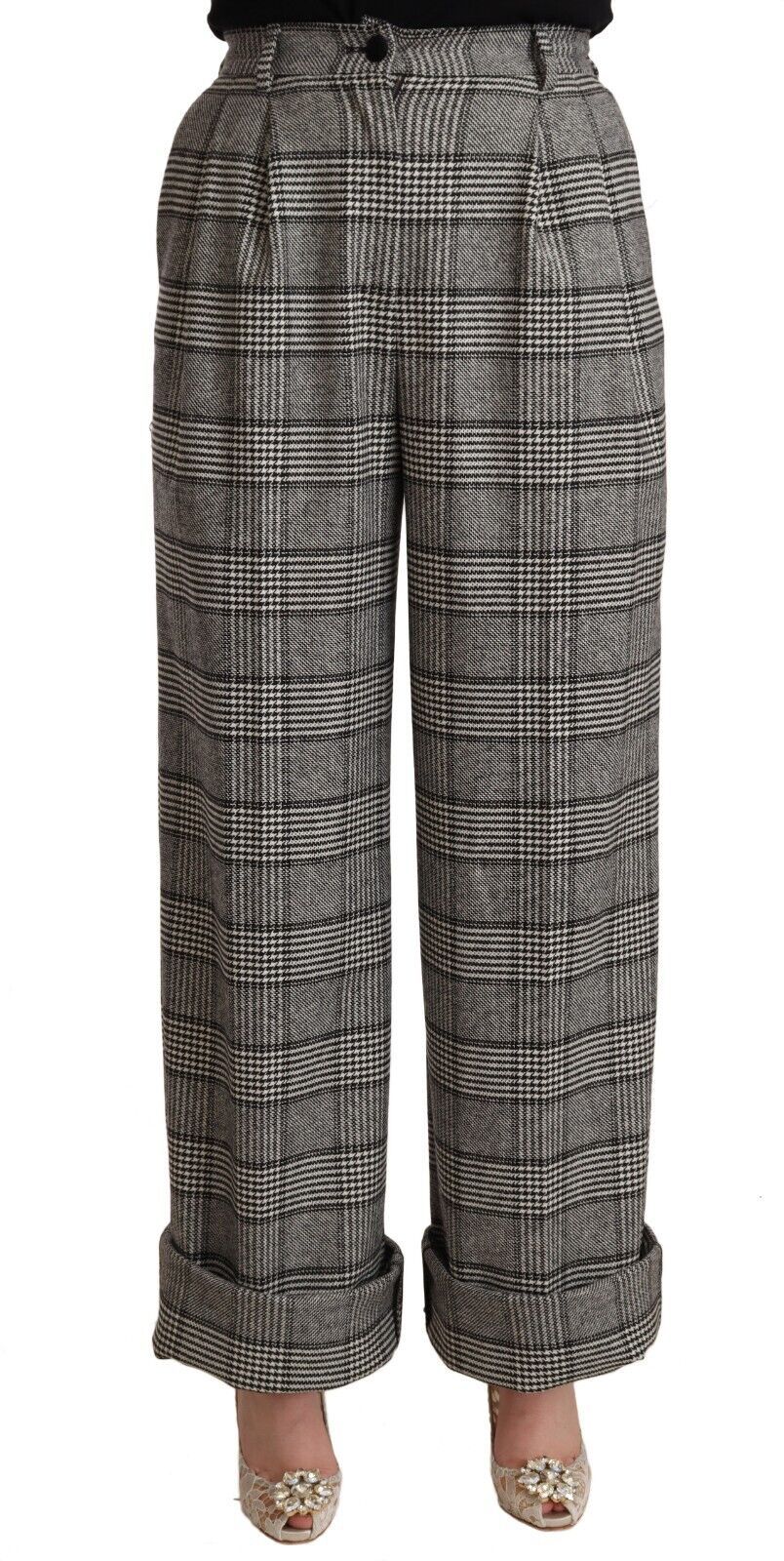 Dolce &amp; Gabbana Elegant High Waist Straight Trousers In Gray