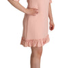 Dolce & Gabbana Pink Ruffled Sleeves Viscose Sheath Dress