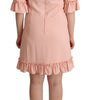 Dolce & Gabbana Pink Ruffled Sleeves Viscose Sheath Dress