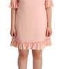 Dolce & Gabbana Pink Ruffled Sleeves Viscose Sheath Dress