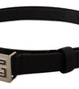 Dolce & Gabbana Black Leather Silver DG Logo Buckle Belt