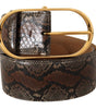 Dolce & Gabbana Brown Exotic Leather Gold Oval Buckle Belt