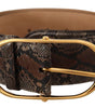 Dolce & Gabbana Brown Exotic Leather Gold Oval Buckle Belt
