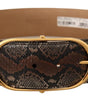 Dolce & Gabbana Brown Exotic Leather Gold Oval Buckle Belt
