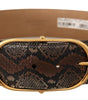 Dolce & Gabbana Brown Exotic Leather Gold Oval Buckle Belt