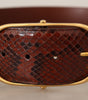 Dolce & Gabbana Brown Exotic Leather Gold Oval Buckle Belt