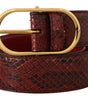 Dolce & Gabbana Red Exotic Leather Gold Oval Buckle Belt