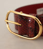 Dolce & Gabbana Red Exotic Leather Gold Oval Buckle Belt