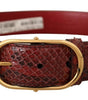 Dolce & Gabbana Red Exotic Leather Gold Oval Buckle Belt