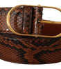Dolce & Gabbana Brown Exotic Leather Gold Oval Buckle Belt