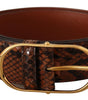 Dolce & Gabbana Brown Exotic Leather Gold Oval Buckle Belt