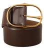 Dolce & Gabbana Brown Leather Gold Metal Oval Buckle Belt