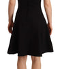 Dolce & Gabbana Black Fit Flare Wool Stretch Sheath Dress